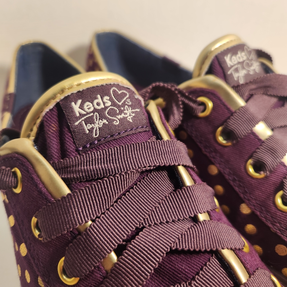 Taylor Swift Keds Purple Sneakers with Gold Polka Dots & Accents